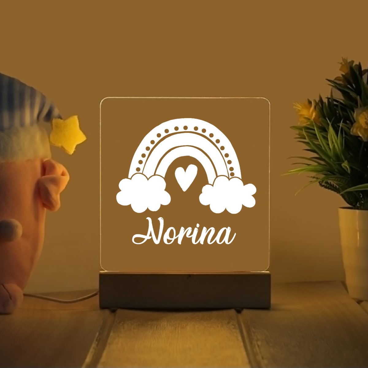 Szivárvány 3 névre szóló gyerek éjjeli led lámpa