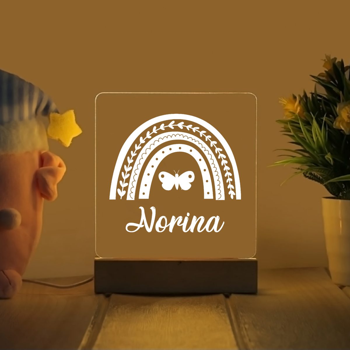 Szivárvány 4 névre szóló gyerek éjjeli led lámpa