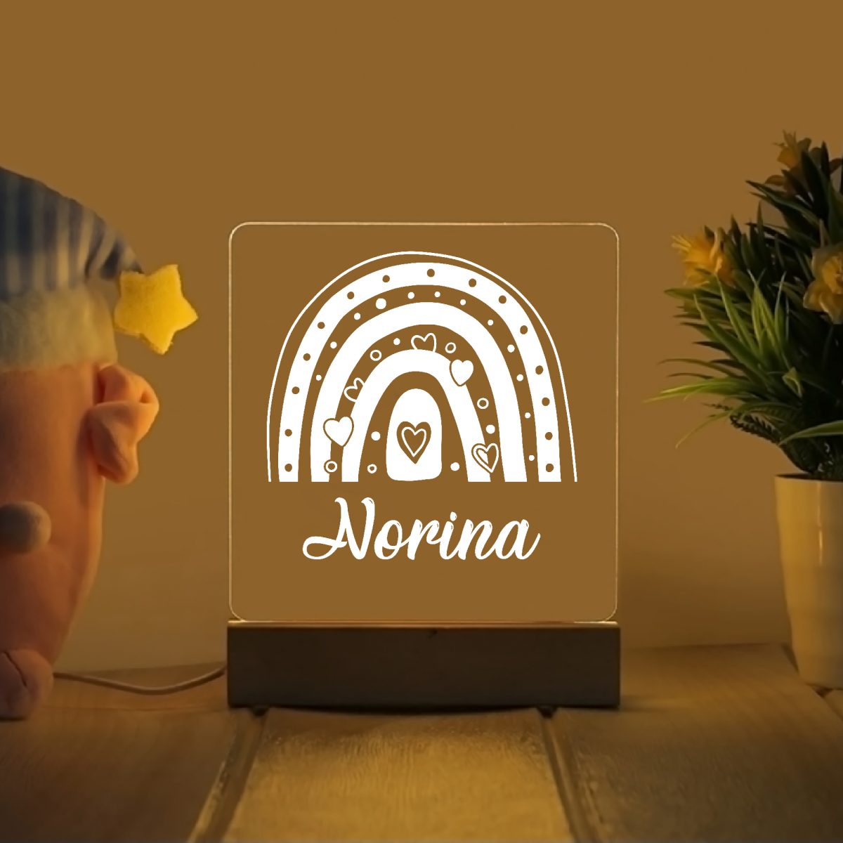 Szivárvány 5 névre szóló gyerek éjjeli led lámpa