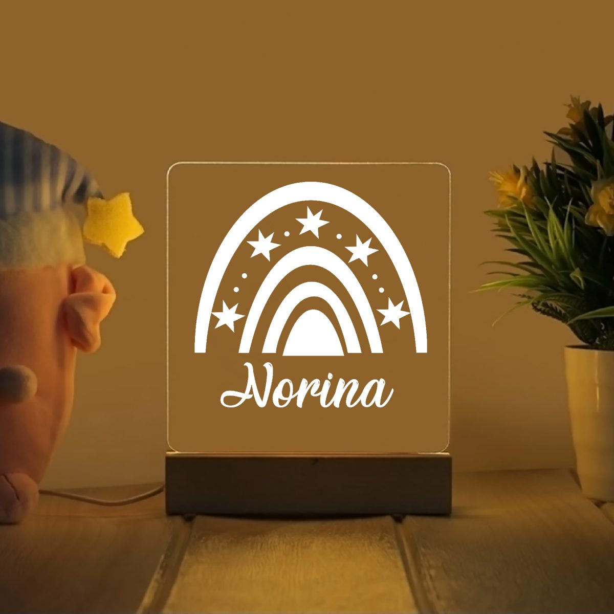 Szivárvány 1 névre szóló gyerek éjjeli led lámpa