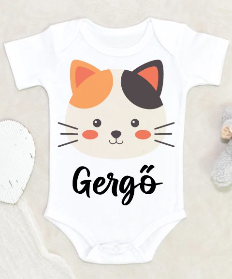 Tarka cicás gyerek body saját névvel