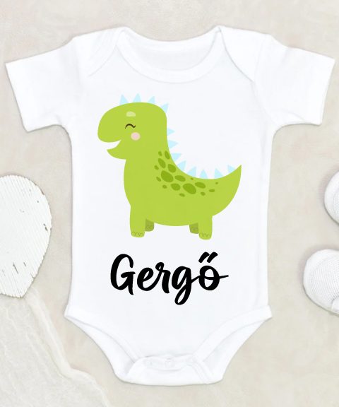 Zöld dínós gyerek body saját névvel