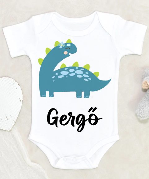 Kék dínós gyerek body saját névvel