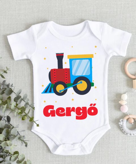 Vonatos gyerek body saját névvel