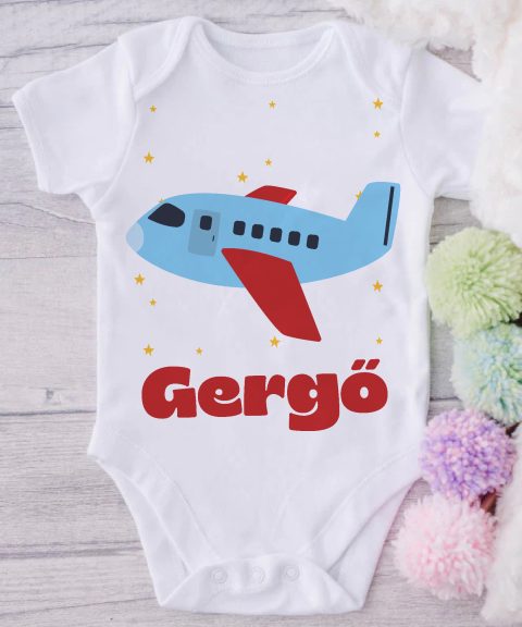 Repülős gyerek body saját névvel