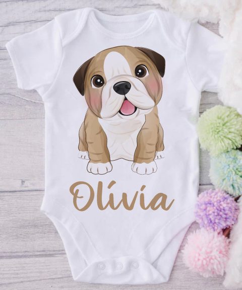 Kölyök angol bulldog gyerek body saját névvel