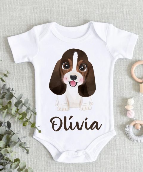 Kölyök beagle gyerek body saját névvel