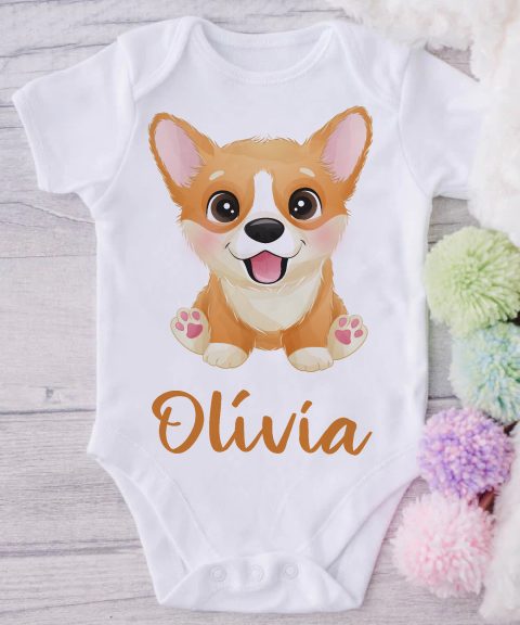 Kölyök corgi gyerek body saját névvel