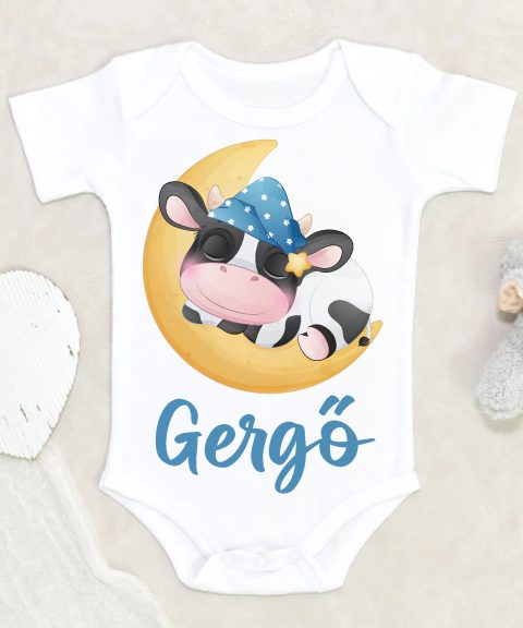 Holdon alvó bocis gyerek body saját névvel