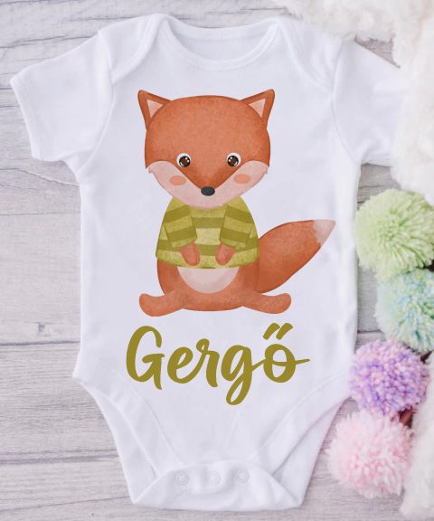 Pulcsis rókás gyerek body saját névvel