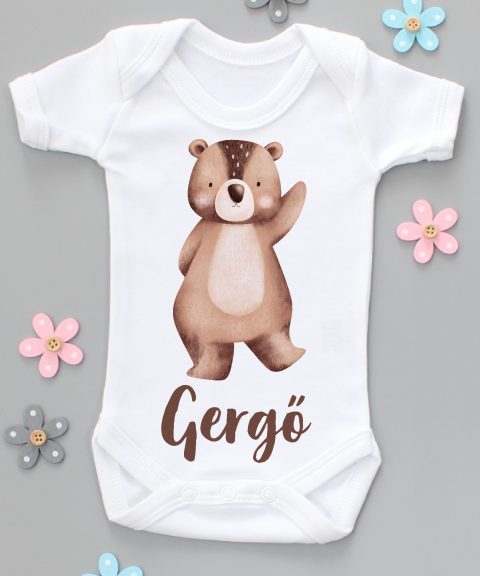 Integető macis gyerek body saját névvel