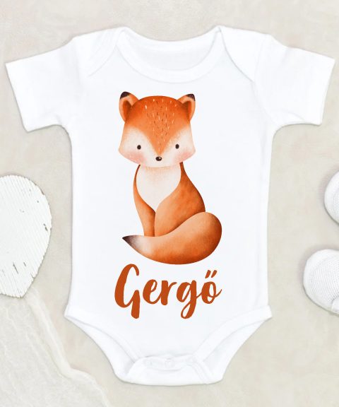 Ülő rókás gyerek body saját névvel