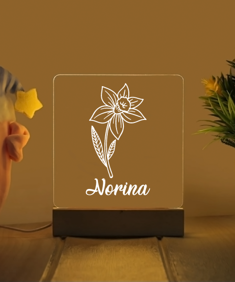 Virág 1 névre szóló gyerek éjjeli led lámpa