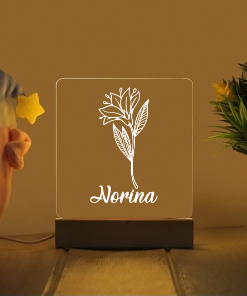 Virág 3 névre szóló gyerek éjjeli led lámpa