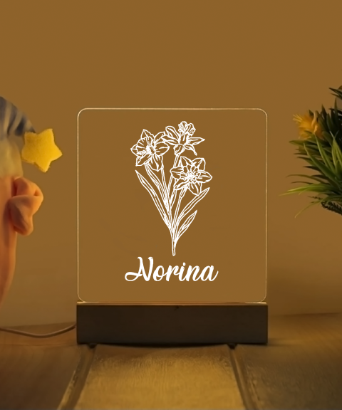 Virág 9 névre szóló gyerek éjjeli led lámpa