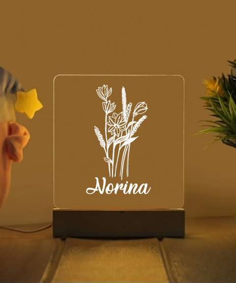 Virág 10 névre szóló gyerek éjjeli led lámpa