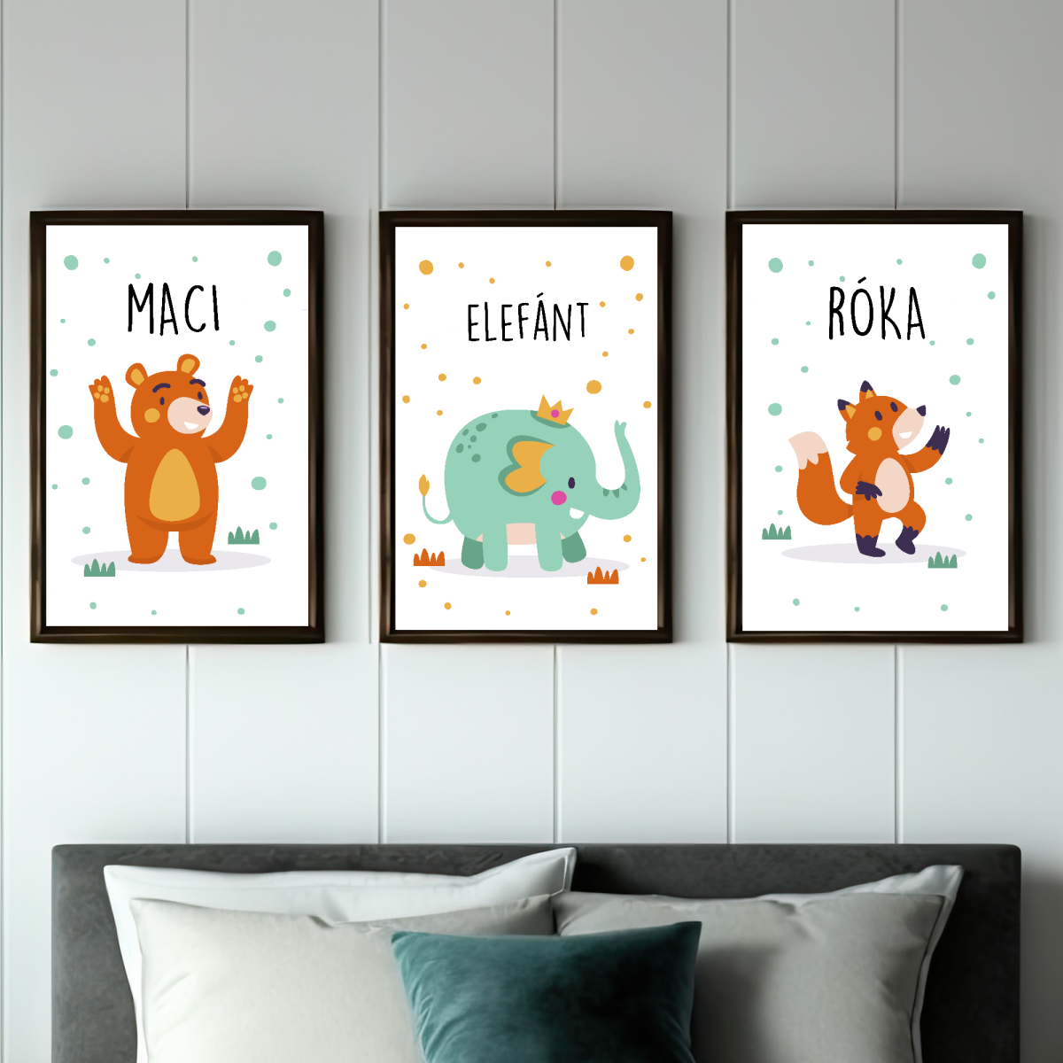 Maci, elefánt, róka 3-mas falikép szett