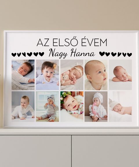 Az első évem, 10 fényképpel, névvel, szivecskékkel