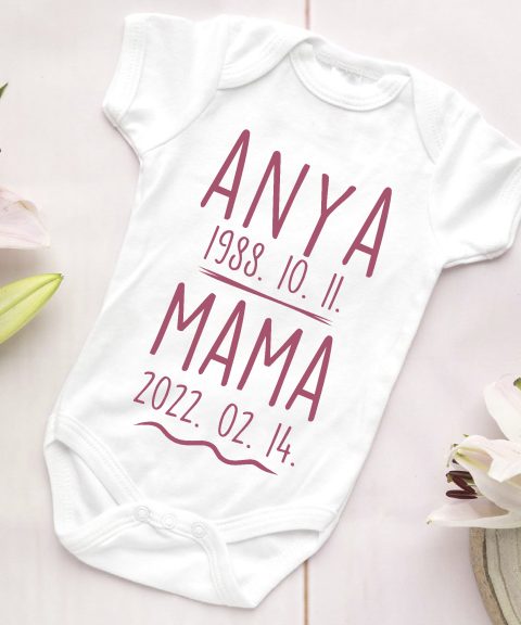 Anyává és Mamává válás gyerek body, dátumokkal