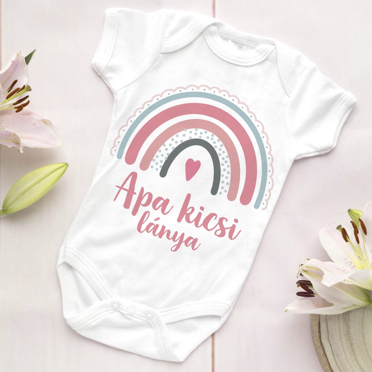Szivárványos apa kicsi lánya gyerek body