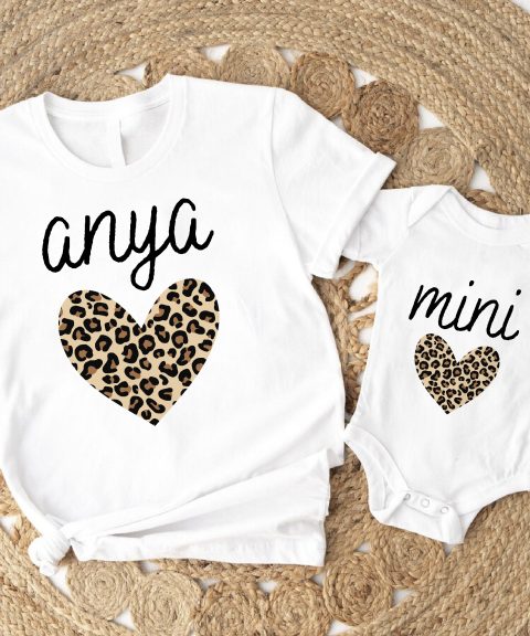 Állatmintás szivecskés Anya-Mini páros felső
