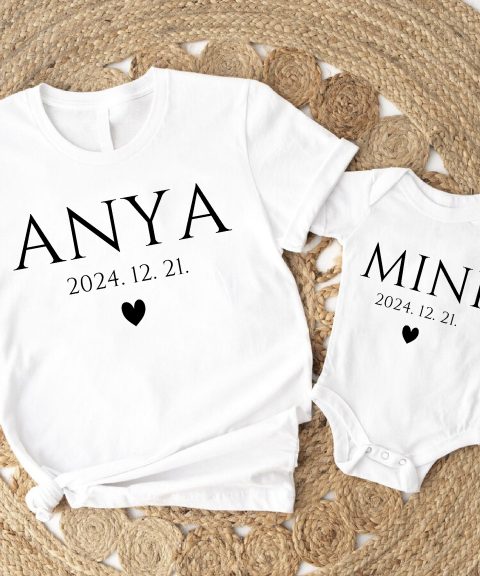 Anya-Mini páros felső, pici szivecskével és dátummal