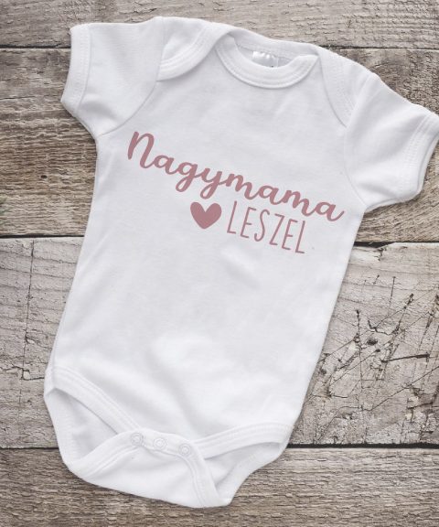 Nagymama leszel gyerek body, rózsaszín szöveggel
