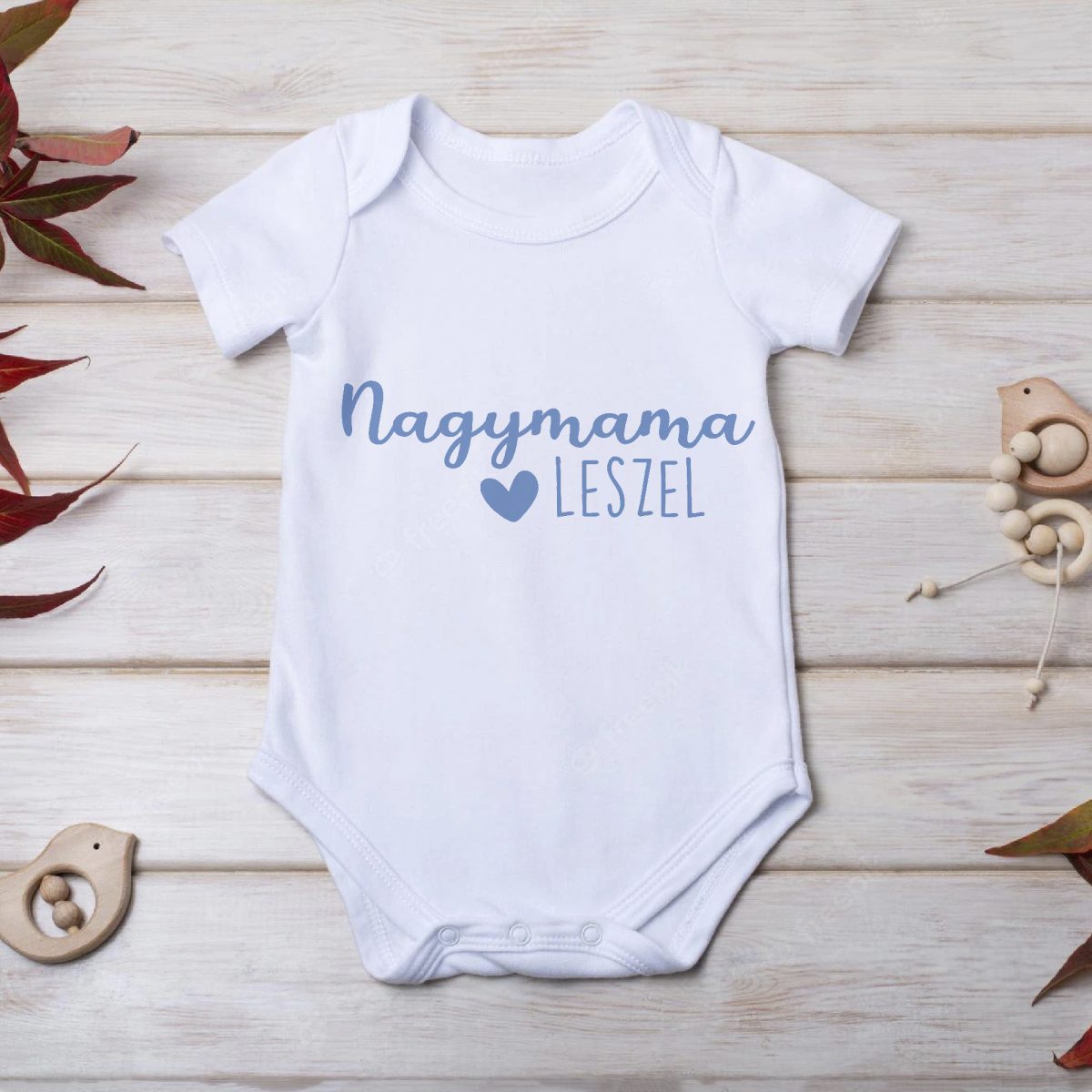 Nagymama leszel gyerek body, kék szöveggel