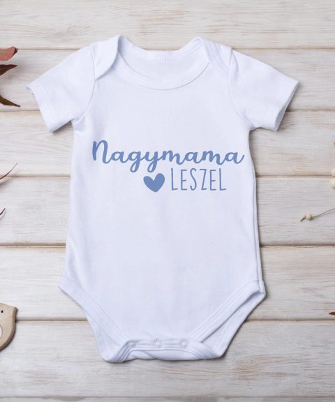 Nagymama leszel gyerek body, kék szöveggel