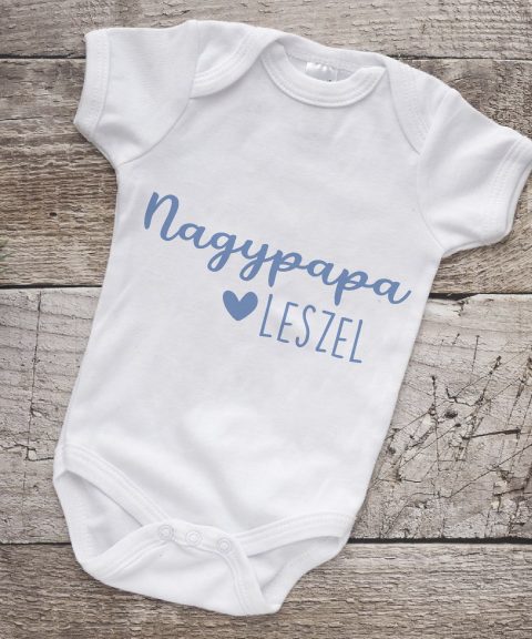 Nagypapa leszel gyerek body, kék szöveggel