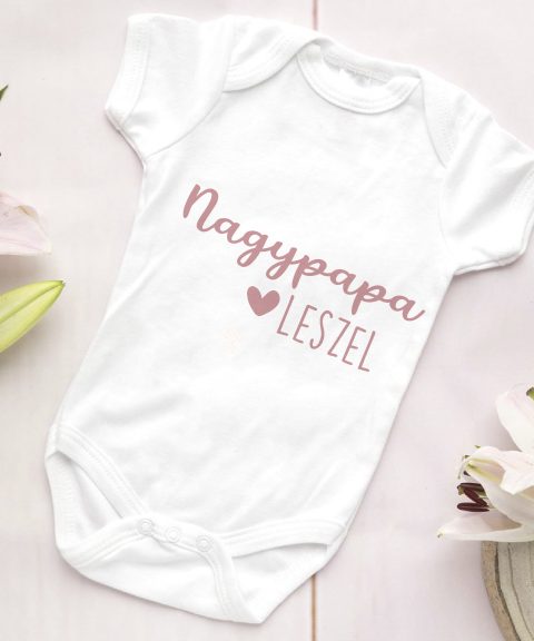 Nagypapa leszel gyerek body, rózsaszín szöveggel