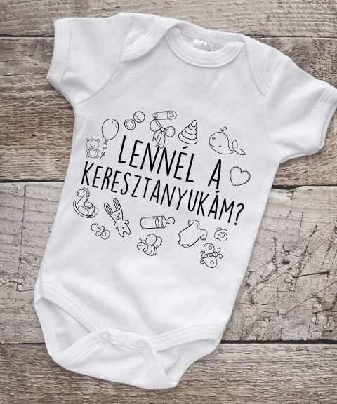 Lennél a keresztanyukám? fekete szöveggel gyerek body