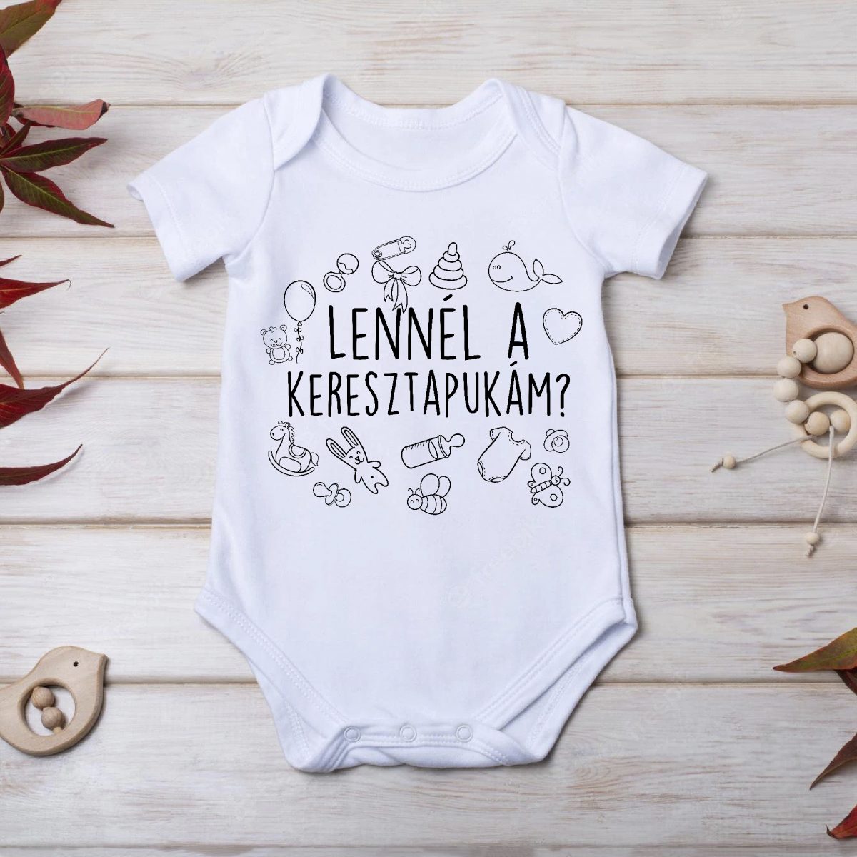 Lennél a keresztapukám? fekete szöveggel gyerek body