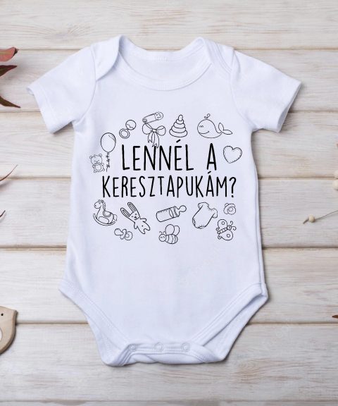 Lennél a keresztapukám? fekete szöveggel gyerek body
