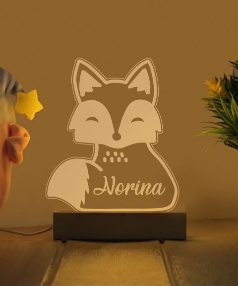 Rókás névre szóló gyerek éjjeli led lámpa