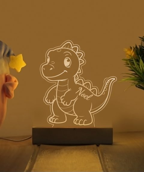 Sétáló T-rex névre szóló gyerek éjjeli led lámpa