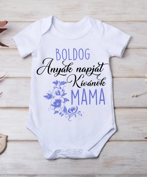 Boldog anyák napját kívánok mama, lila mintás gyerek body