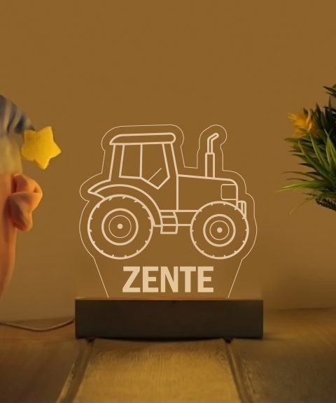 Traktor oldalról névre szóló gyerek éjjeli led lámpa