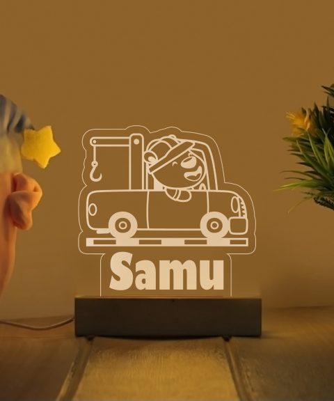 Maci, vontatóval névre szóló gyerek éjjeli led lámpa