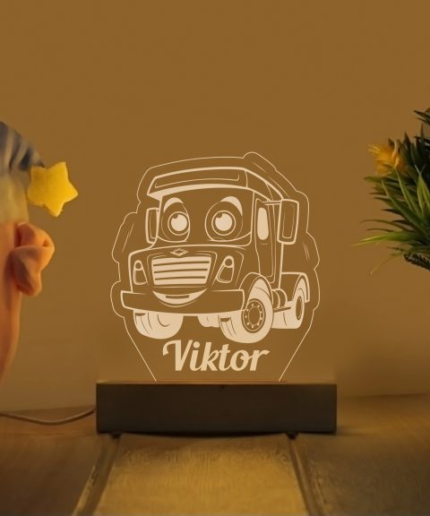 Kamion névre szóló gyerek éjjeli led lámpa
