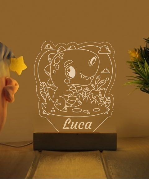Dínó, vulkánnal névre szóló gyerek éjjeli led lámpa