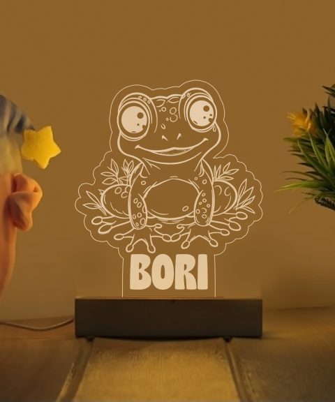 Mosolygó békás névre szóló gyerek éjjeli led lámpa