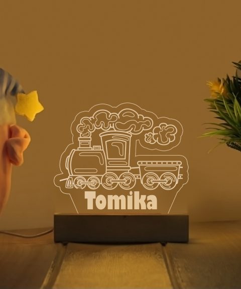 Vonat oldalról névre szóló gyerek éjjeli led lámpa