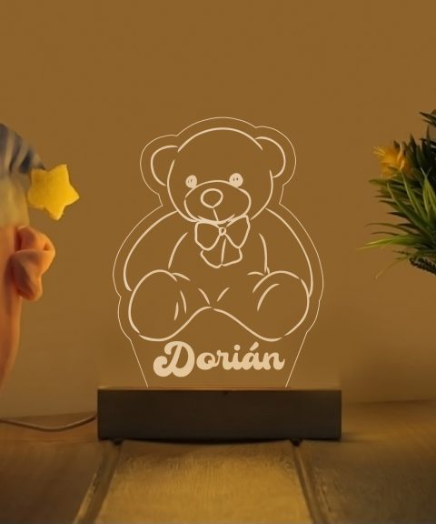 Plüssmaci névre szóló gyerek éjjeli led lámpa