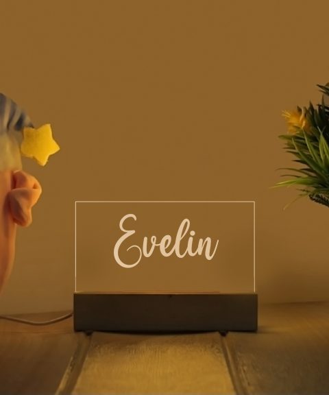 Téglalap formájú névre szóló gyerek éjjeli led lámpa