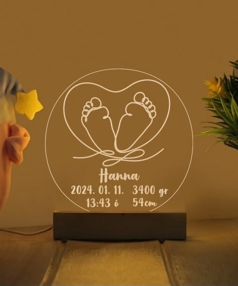 Baba talpas emlékőrző névre szóló gyerek éjjeli led lámpa