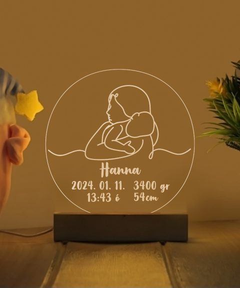 Anya és gyermeke emlékőrző névre szóló gyerek éjjeli led lámpa