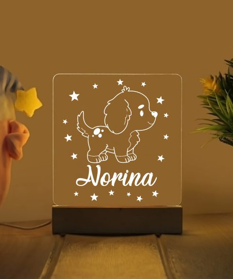Golden retriever névre szóló gyerek éjjeli led lámpa