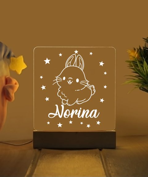 Nyuszis névre szóló gyerek éjjeli led lámpa