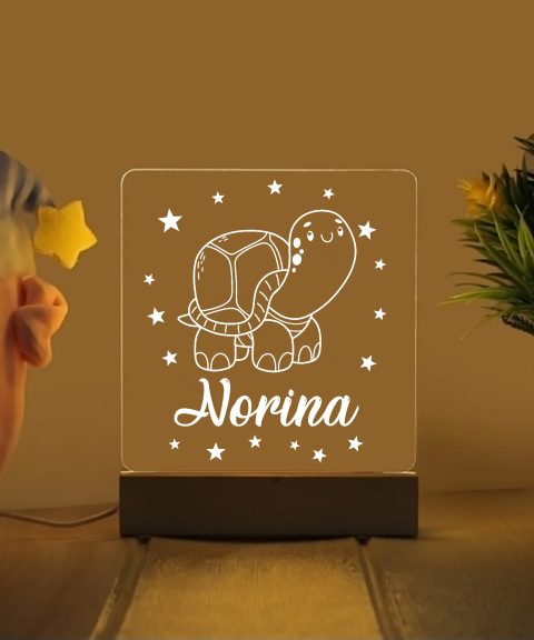 Teknősös névre szóló gyerek éjjeli led lámpa